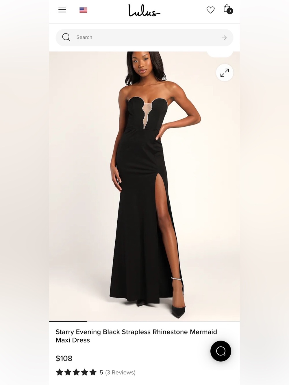 Strapless Black Evening Gown with Side Thigh Slit